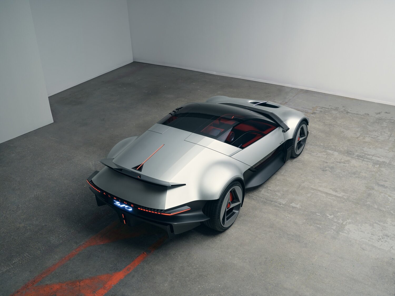 Alpine A310 Vision Concept üstten arka 3/4 görünüm