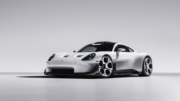 Porsche Mission S konsept otomobilin önden 3 çeyrek görünümü